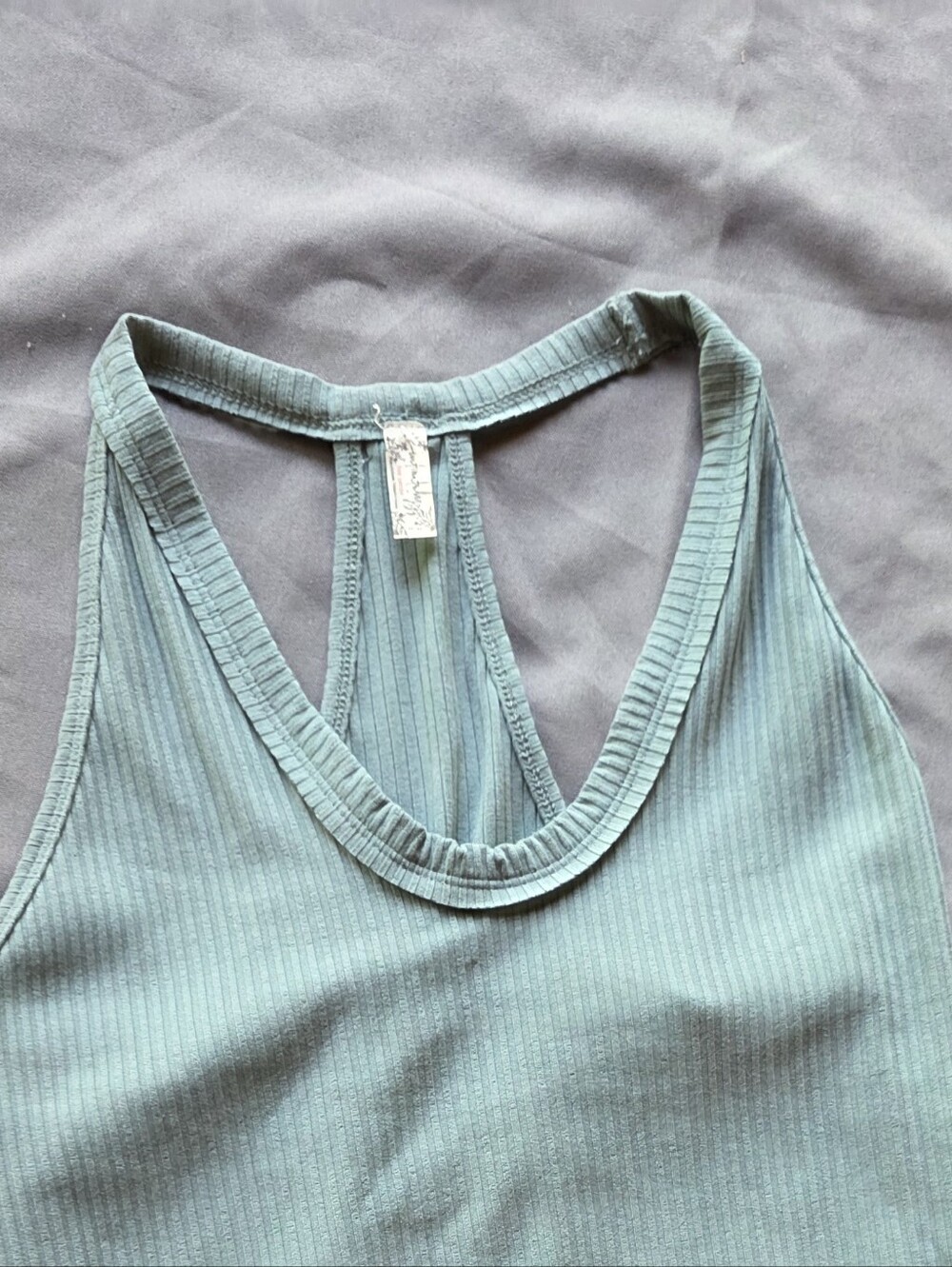 Free People Ribbed Racerback Bodysuit in Sage - Picture 6 of 6